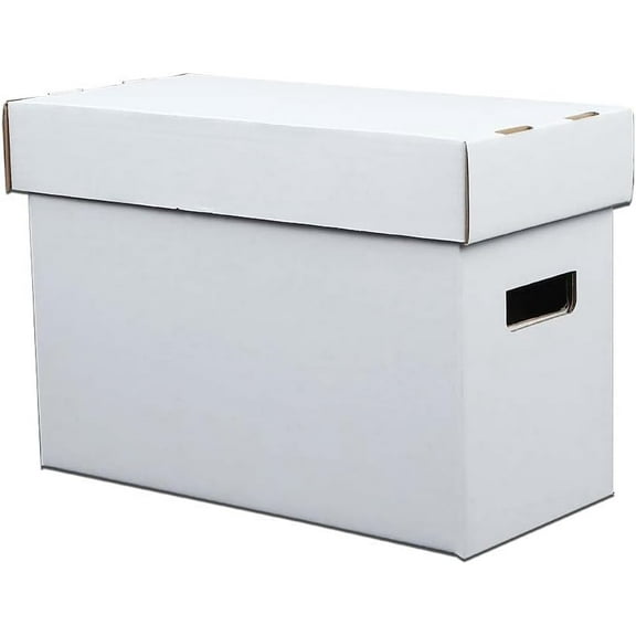 G-PLUS Comic Books Storage Boxes 10 Boxes With Lids Short Holds 150-175 Stackable Durable Archive White Comic Book Storage