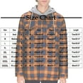 thumbnail image 2 of Men's Checkered Snap Fastener Fleece Jacket, Long Sleeve Hooded Casual Coat with Pockets for Fall, 2 of 6