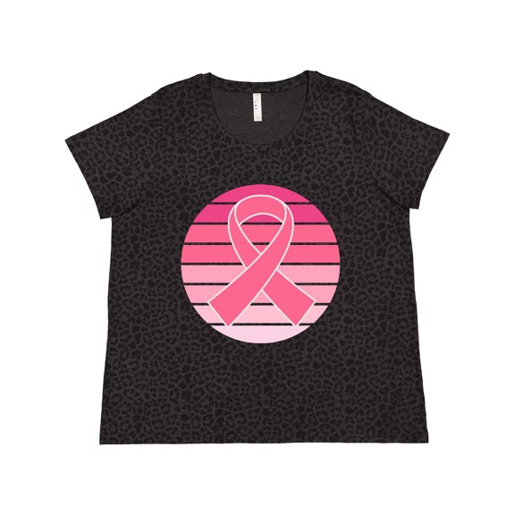 Inktastic Breast Cancer Pink Ribbon Retro Women's Plus Size T-Shirt