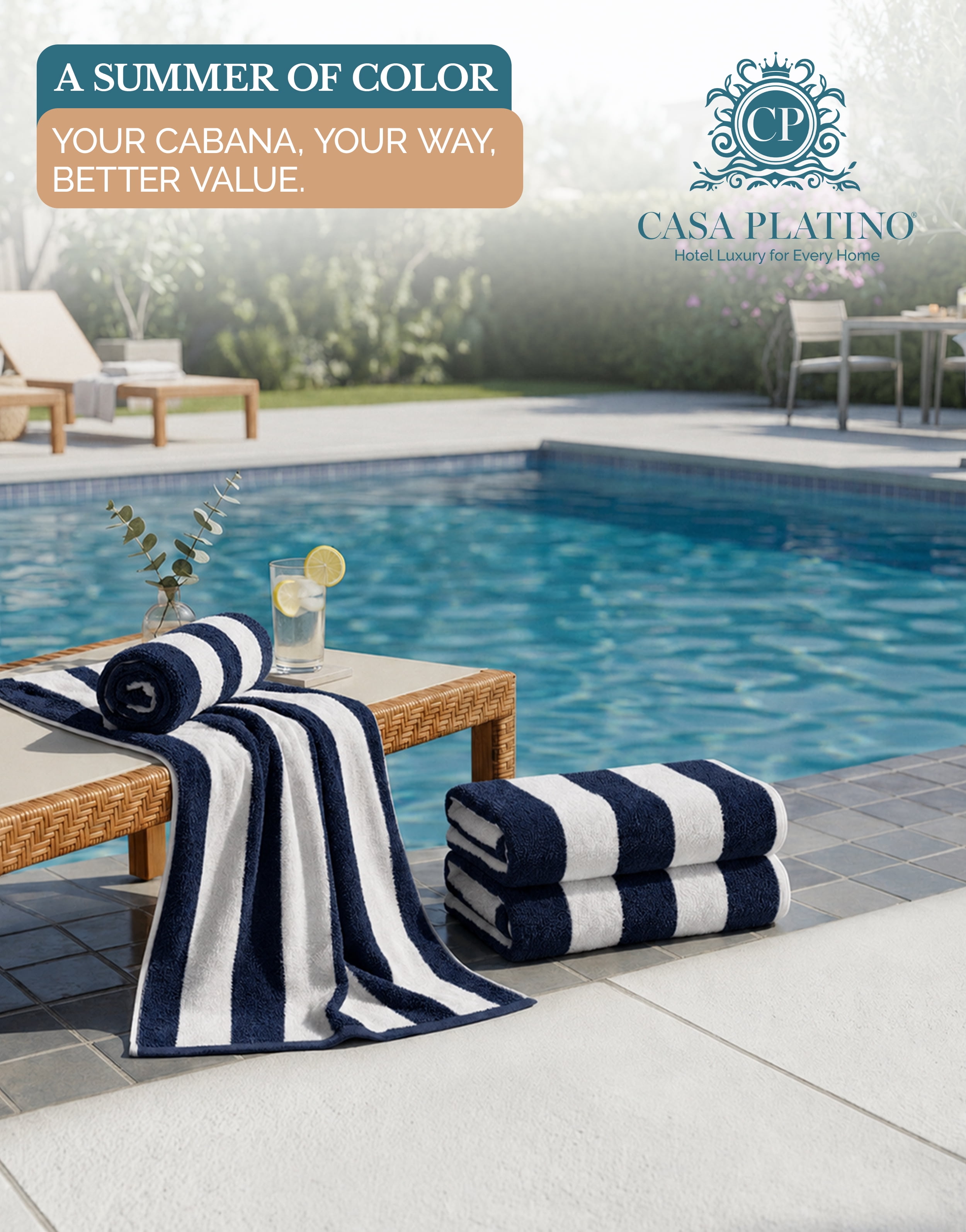 Casa Platino Beach Towel Set of 4, Light Weight, Quick Dry Towel, Large Beach Towels 30"x60", Beach Towel Set - Blue