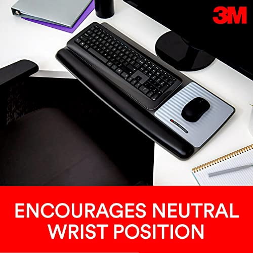 3M Gel Wrist Rest for Keyboard and Mouse with Tilt-Adjustable Platform, Soothing Gel with Durable Easy to Clean Leatherette Cover, Antimicrobial Product Protection, Precise Mouse Pad, Black (WR422LE)