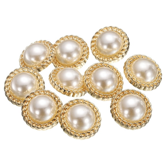 Uxcell 10pcs 36L Pearl Gold Metal Sewing Buttons 23mm 7/8" Round Women Coat Buttons with Plastic Shank Replacement DIY Button for Sewing Clothing Sweater Decoration Craft, #2