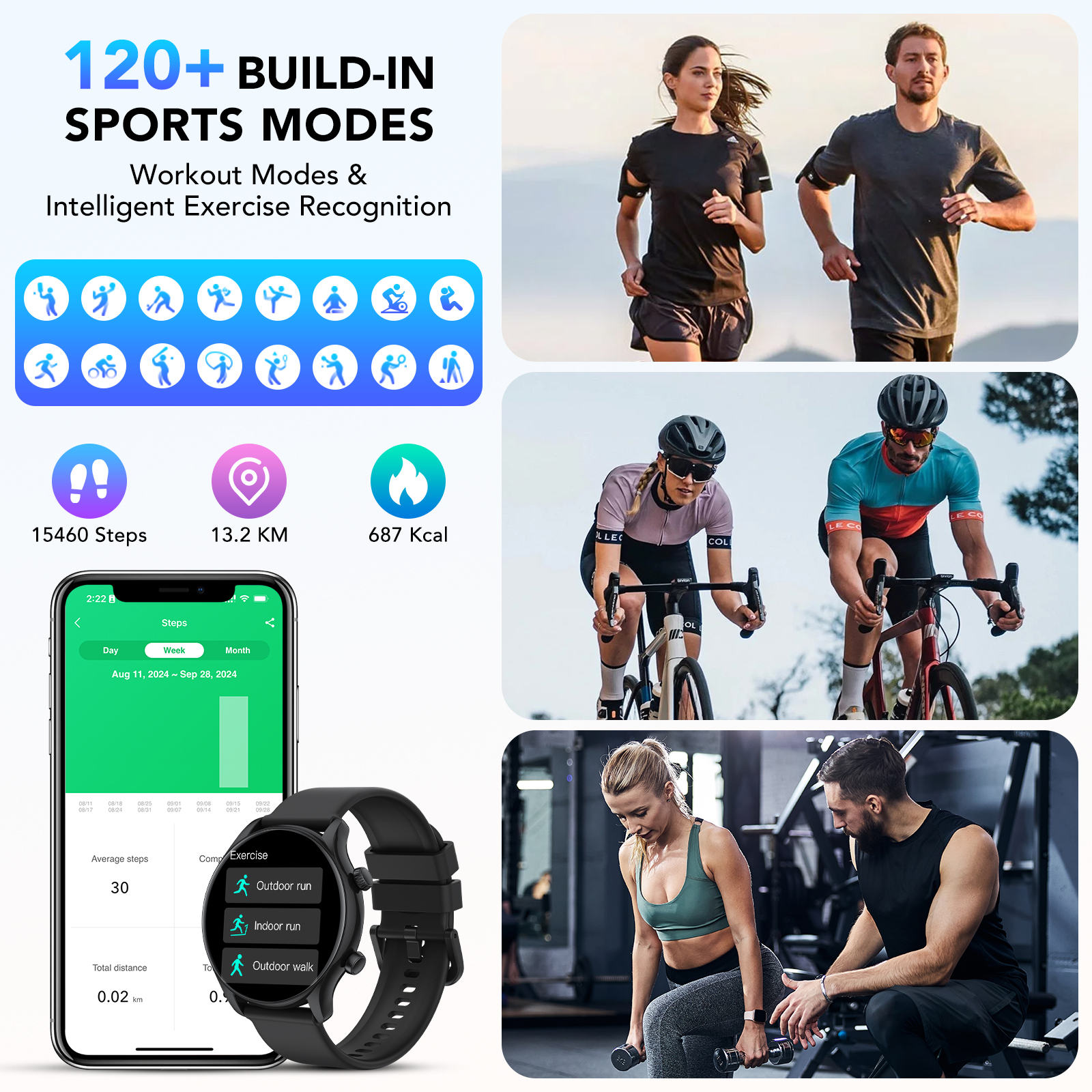 New Men's Smart Watch, 1.39" HD Screen Fitness Tracker with Bluetooth Calling (Answer/Make/Message), Smartwatch Fits for Android and IPhone, 120+ Sports Modes, IP68 Waterproof, for Gift Black