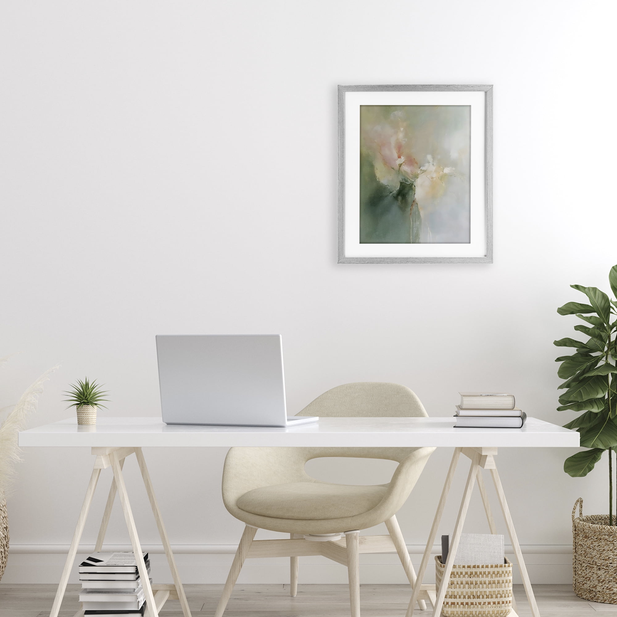 Stupell Industries Ethereal Brushwork Abstraction Gray Framed Print Under Glass, design by Riley B