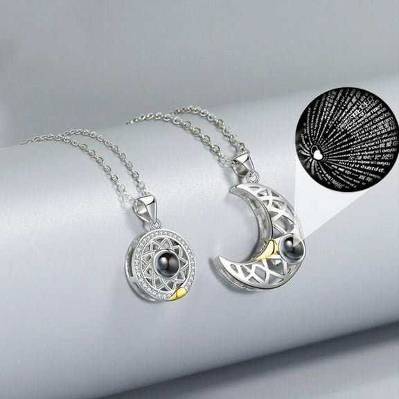 Leander Love Heart Sun and Moon Couple's Necklace, a pair of pendant magnets for men and women, perfect for a versatile clavicle necklace.