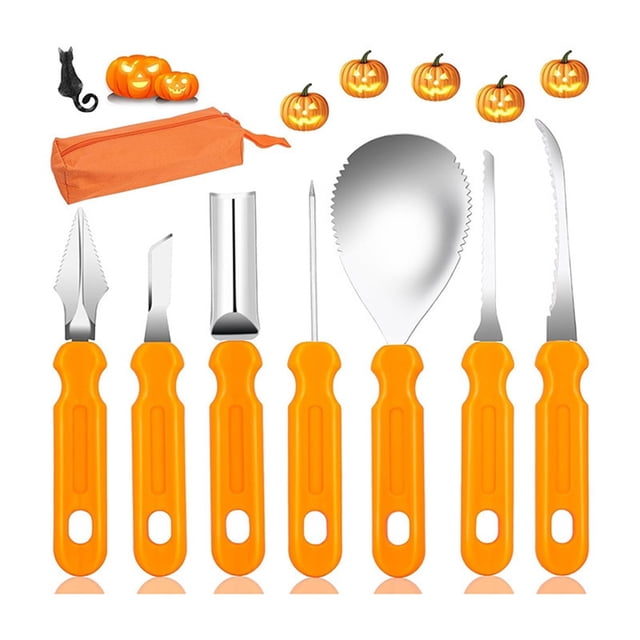 Kit de Sculpture de Citrouille d'Halloween, Ensemble de Sculpture Professionnel et Robuste, Ensemble de Sculpture de Citrouille en Acier Inoxydable, Outils de Sculpture de Citrouille d'Halloween-cadeau pour halloween (7 Pcs)