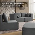 thumbnail image 5 of LUXAPA 140"Corduroy Sectional Sofa for Living Room, Comfy Cloud Couch with Movable Ottomans, Grey, 5 of 8