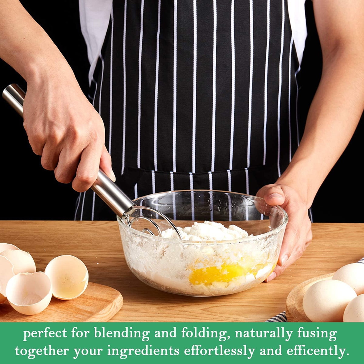Kepooman 2 Pieces 12" Stainless Steel Danish Dough Whisk for Cooking Baking, Silver