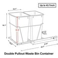 Double 35Quart Sliding Pull Out Waste Bin Container, Kitchen Trash Can