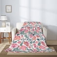 thumbnail image 2 of Rateoe Flower Leaves Pattern Flannel Throw Blanket, Ultra-soft Blanket for Bed, Couch, Car, Hypoallergenic Anti-pilling blanket-50"x40"(Vertical), 2 of 6