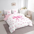 thumbnail image 2 of Erosebridal Princess Ribbon Twin Bedding Sets 7-Piece for Kid, Butterfly Knot Bedding Comforter Set, White Pink, 2 of 7