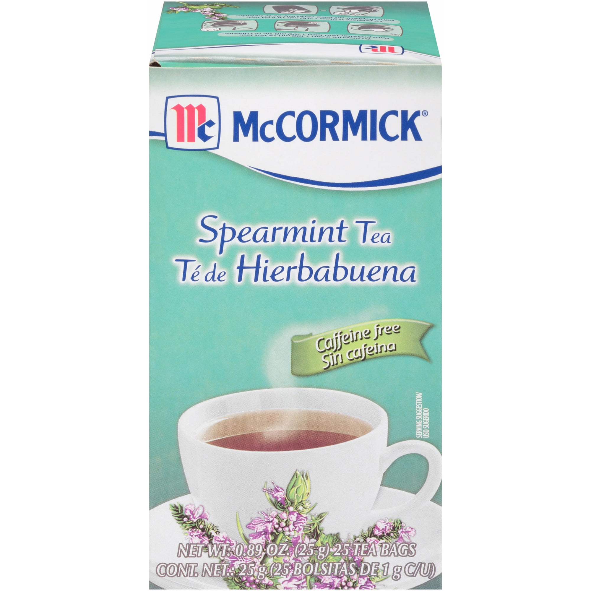McCormick 25 Count Box Caffeine Free Spearmint Tea Bags, 0.89 oz