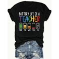 thumbnail image 3 of Teacher Letter Print Casual Short Sleeve Round Neck Cotton T-Shirt for Women Daily Wear, 3 of 7