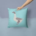 thumbnail image 2 of Buff Grey Back Goose Blue Check Fabric Decorative Pillow, 2 of 4