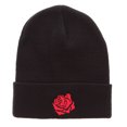 thumbnail image 5 of Rose Print Embroidered 12 Inch Long Knitted Beanie - Black OSFM, 5 of 5