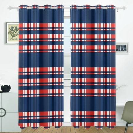 Plaid Blackout Curtains POPCreation Madras Plaid Window Curtain Blackout Curtains Darkening Thermal Blind Curtain for Bedroom Living Room,2 Panel (52Wx84L Inches) ()