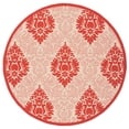 thumbnail image 2 of Safavieh Courtyard Jessie Damask Indoor/Outdoor Area Rug, Natural/Red, 5'3" x 5'3" Round, 2 of 8