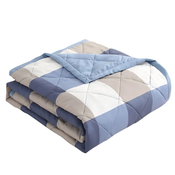 AUQ 12Lbs Checkered Weighted Blanket Twin Size 59x79, Cooling Heavy Blanket for 110-130lbs, Soft Cotton All-Season Sleep