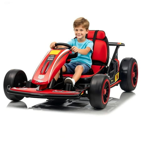 Mukidy 24V Go Kart Ride on Toys Electric Go Kart for Boys Girls Age 6-12 Years Old  Red