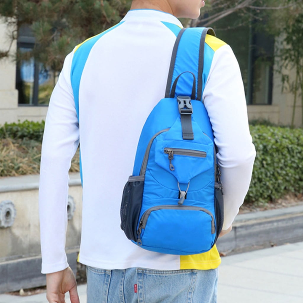 FENOHREFE Mans Large Chest Pocket Sling Bag Backpacks Nylon Crossbody Bag Casual Daypacks Outdoor Shoulder Backpacks Chest Bag
