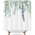thumbnail image 2 of Green Leaves Waffle Shower Curtain 72Wx72H Inch Sage Bathroom Decor Watercolor Spring Nature Botanical Plants Fabric Home Bathtub Decor 12 Pack Plastic Hook, 2 of 5