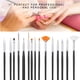 thumbnail image 5 of Pincel para decoración de uñas, 15 piezas DIY Nail Art Nail Art Liner Pen Nail Art Pen Brush Durabilidad extendida, 5 of 8