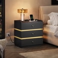 thumbnail image 2 of GALAXHERO Smart LED Nightstand with Charging Station, Bedside Table with Sensor, Wireless Charging, 3 Drawers,Black, 2 of 9