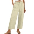 thumbnail image 2 of FENGGHAO Women's Linen Wide Leg Pants Casual Loose High Waist Beach Haren Pants Pockets, 2 of 6