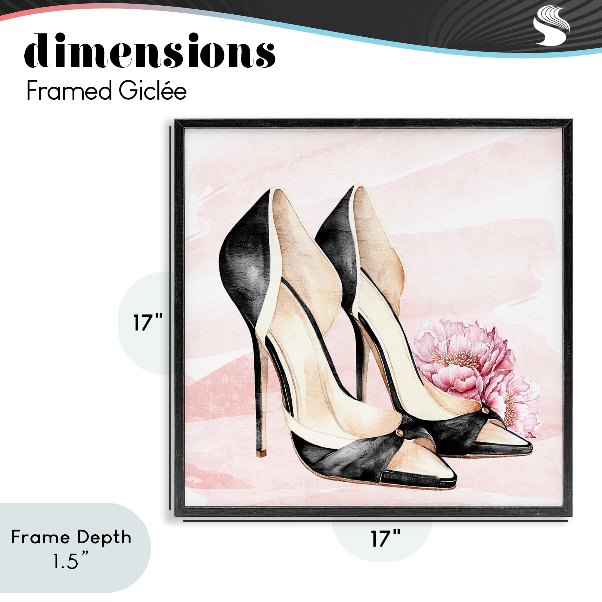 Stupell Industries Blush Glam Time Shoes Black Framed Giclee Art, design by Kim Allen