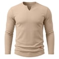 thumbnail image 4 of Stamzod Long Sleeve Shirts for Men Casual V-Neck Textured Knitted Pullover Tops Fall Fashion Workout Oversized Tshirts Khaki-3 XXXL, 4 of 7