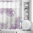 thumbnail image 2 of No Hook Shower Curtain, Purple White Shower Curtains for Bathroom with See Through Top Window, Abstract Grey Chrysanthemum Flower Floral Waterproof & Washable Bath Curtain 60"x72", 2 of 9