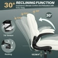 thumbnail image 5 of FelixKing Leather Office Chair, Small PU Ergonomic Desk Chair,  Computer Chair with Wheels and Flip-up Armrests, Adjustable Height Mid Back Executive Office Chair for Short People-White, 5 of 8