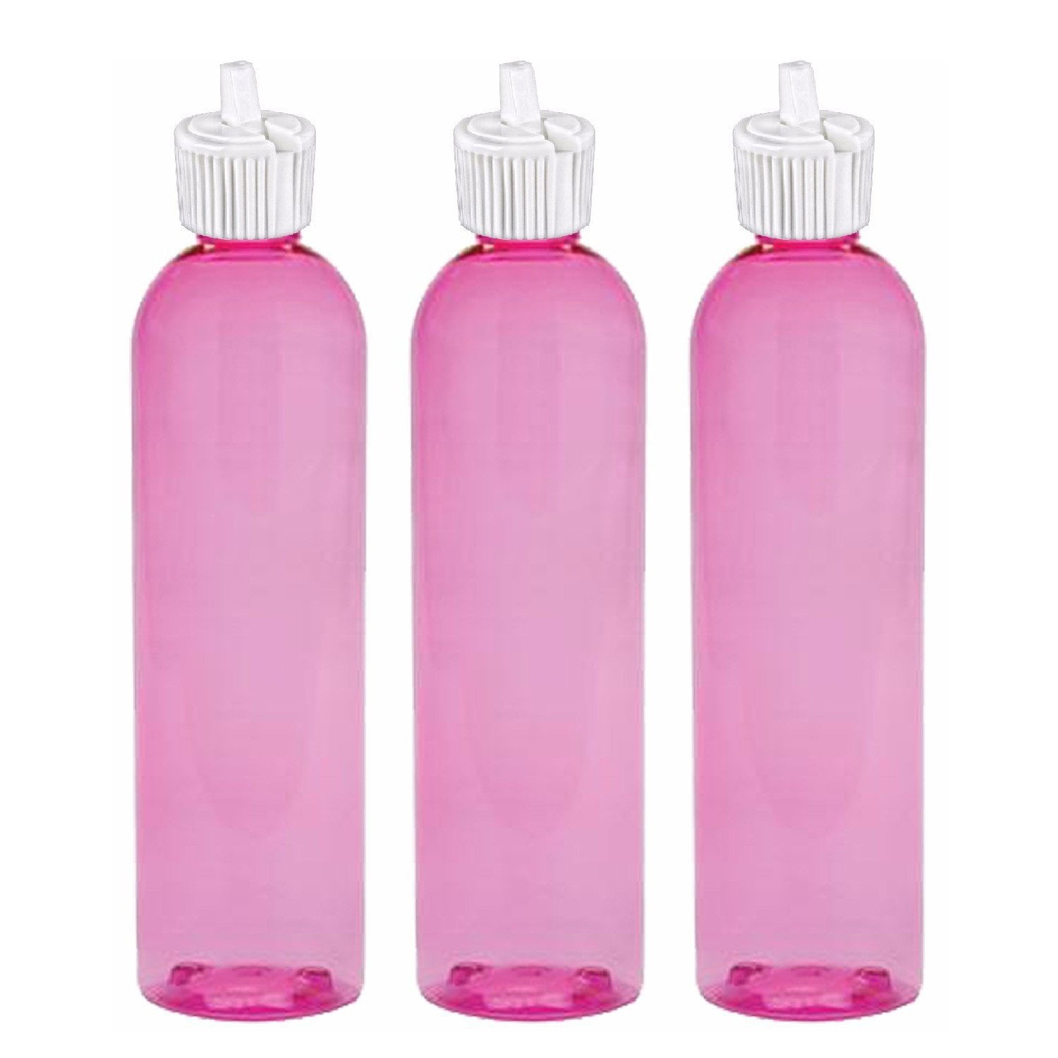 MoYo Natural Labs Turret Spout 8 oz Empty Liquid Bottle with Adjustable Dispenser (Pack of 3, Pink)
