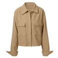 thumbnail image 2 of Mooqilaa Womens Trucker Jackets, Button Front Collared Fashion Corduroy Outerwear for Women Khaki Size S-2XL, 2 of 7