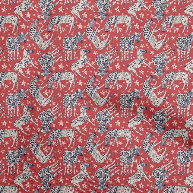 oneOone Silk Tabby Red Fabric Animal with Flower Craft Projects Decor Fabric Printed by The Yard 42 Inch Wide