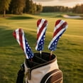 thumbnail image 3 of Yuyamidu USA Flag Golf Club Headcover Waterproof Golf Head Protective Cover PU Leather Driver Fairway Wood Hybrid Head Cover, 4th of July, 3 of 8