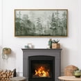 thumbnail image 3 of Large Framed Canvas Print Minimalist Green Pine Tree Landscape with FogWall Art Decorative Ready to Hang Painting for Living room Bedroom 60x30 inches Natural Frame, 3 of 7