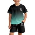 thumbnail image 5 of Ulitacool 9-10 Years Teen Girl'S Outfits Short Sleeve Gradient Print Crewneck Tops Lightweight Shorts Summer Sportwear Fashion Clothing Dark Green, 5 of 6