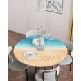 thumbnail image 4 of Gradient Welcome Nautical Seaside Fitted Round Tablecloths Elastic Edged Table Covers 45"-54",Beach Shoreline Seascape Waterproof Dining Room Kitchen Table Cloth for Holiday Party Tables Decor, 4 of 8