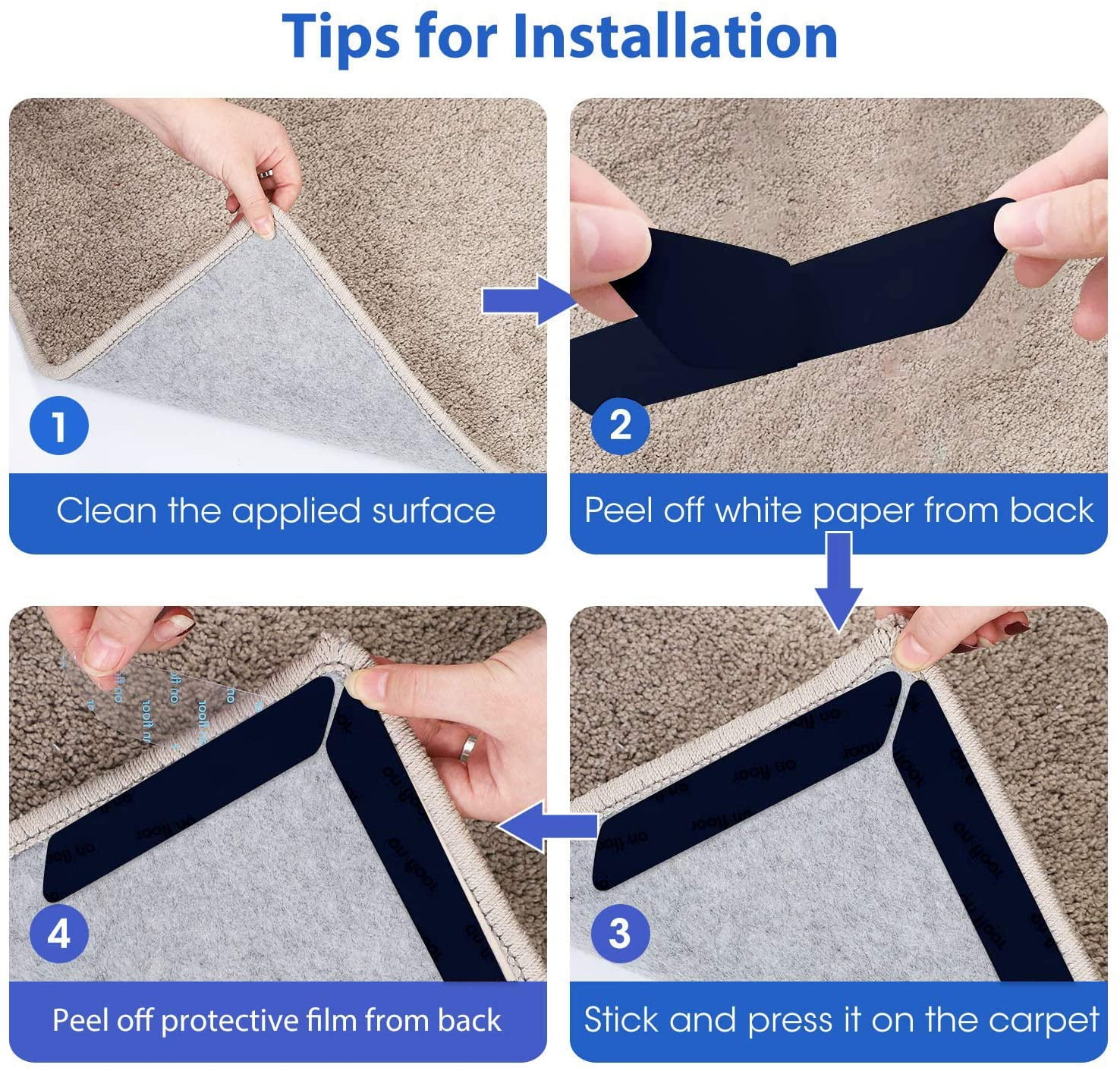 Rug Grippers With Super Stickiness- Anti Curling Carpet Tape Non-slip Area  Keeps Your Rug In And Makes Corners Flat For Corners And Edges Renewable -  Temu