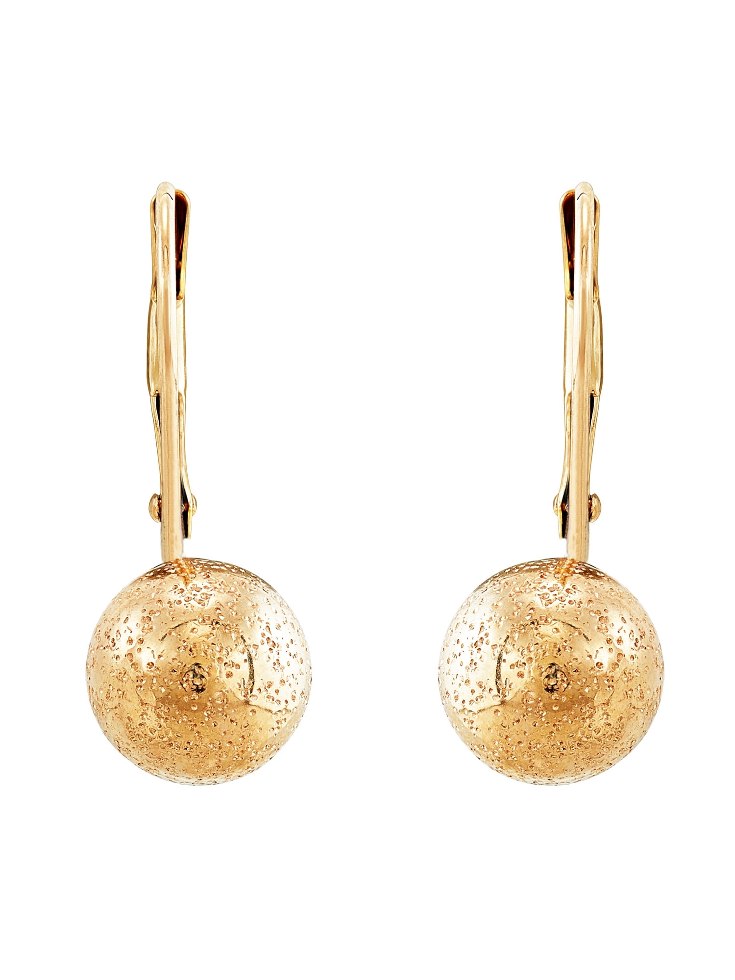 Brilliance Fine Jewelry 10kt Yellow Gold Glitter Bead Ball Leverback Earrings