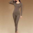 thumbnail image 2 of Thermal Underwear for Women Zaewscy Fashion Women Long Sleeve Casual Nightwear Underwear Sleepwear Set Brown L, 2 of 9