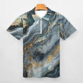 thumbnail image 3 of Marble Texture Men Zipper T-shirt Summer Casual Short Sleeve T-shirt Top, 3 of 7