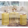 thumbnail image 3 of Y&M Indoor Outdoor Chic Metal Round End Table, Flower Yelow (Set of 3), 3 of 6