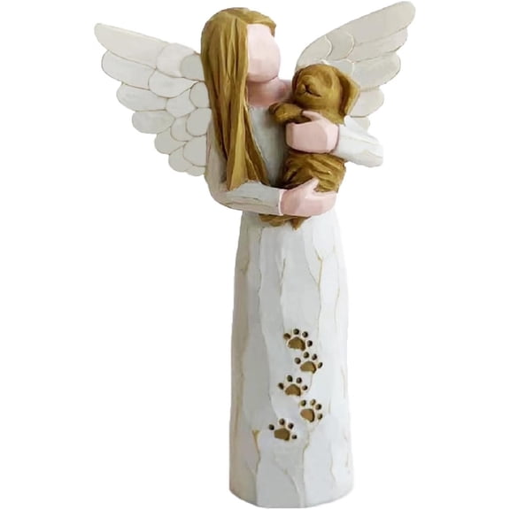 Dog Memorial Gifts for Loss of Dog, Pet Memorial Gifts, Resin Angel Statues(White)