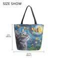thumbnail image 5 of Large Canvas Bag 13.5x5.1x15 Inch Canvas Bag Shopping Canvas Bag Suitable For Outing Shopping Travel Out Of Large Capacity Storage Starry Sky Cat Butterfly, 5 of 9