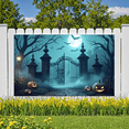 thumbnail image 2 of Halloween Theme Decorative Banner Spooky Atmosphere Jack o Lanterns Gate Design for Outdoor Decorating Holiday Party Night, 2 of 5
