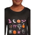 thumbnail image 4 of Wonder Nation Girls Halloween Long Sleeve Top and Pant Pajama Set, 2-Piece, Sizes 4-10, 4 of 5