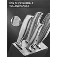 thumbnail image 5 of FOHERE 7-Piece Kitchen Knife Set with Sharpener, Unique Waved Pattern & Stainless Steel Handle, 5 of 9