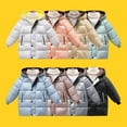 thumbnail image 3 of URMAGIC Toddler Boys Girls Solid Color Hooded Extended Thick Padded Jacket Zipped Fleece Lined Down Coat for kids 2-8T, 3 of 4
